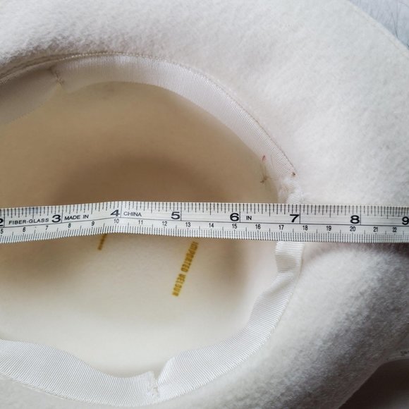 White Cream Vtg Fedora Imported Velour Feather Hat - Picture 8 of 11